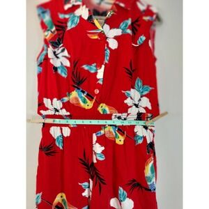 Stoplight California Vintage Floral Romper Red w/White Hibiscus Flowers